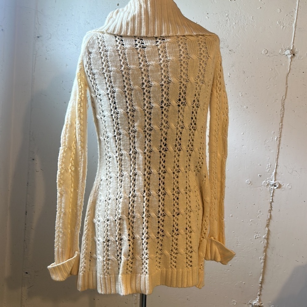 The Limited open front vanilla sweater cuff sleeves Anita wool acrylic small - Picture 2 of 10